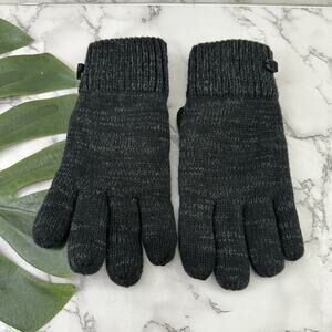 The North Face Knit Gloves Unisex Size S-M Gray Black Leather Trim
